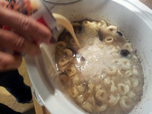 Tortellini Soup adding milk